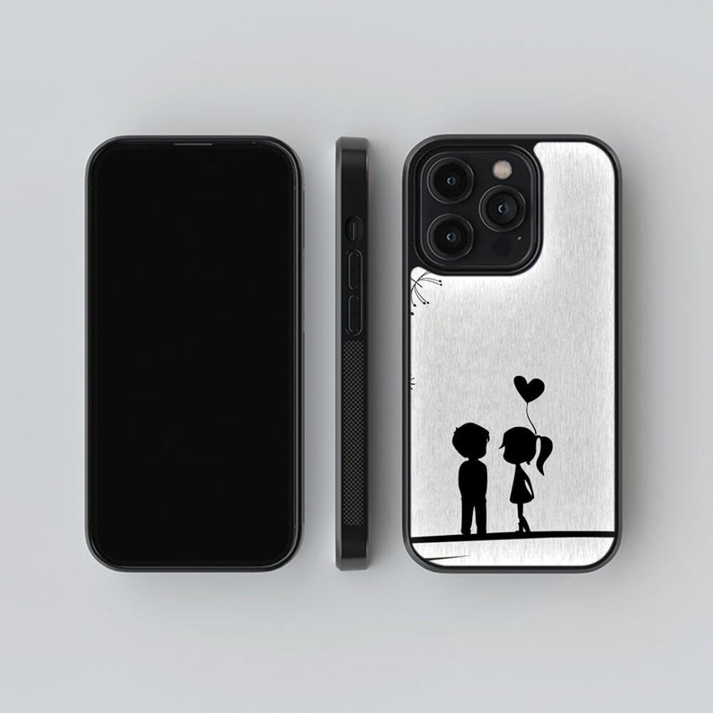 Cute Couple With Heart Balloon Glass Cover