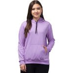 Purple Fleece Solid Full Sleeves Casual Hooded Neck Sweatshirt for Women