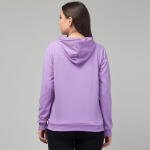 Purple Fleece Solid Full Sleeves Casual Hooded Neck Sweatshirt for Women